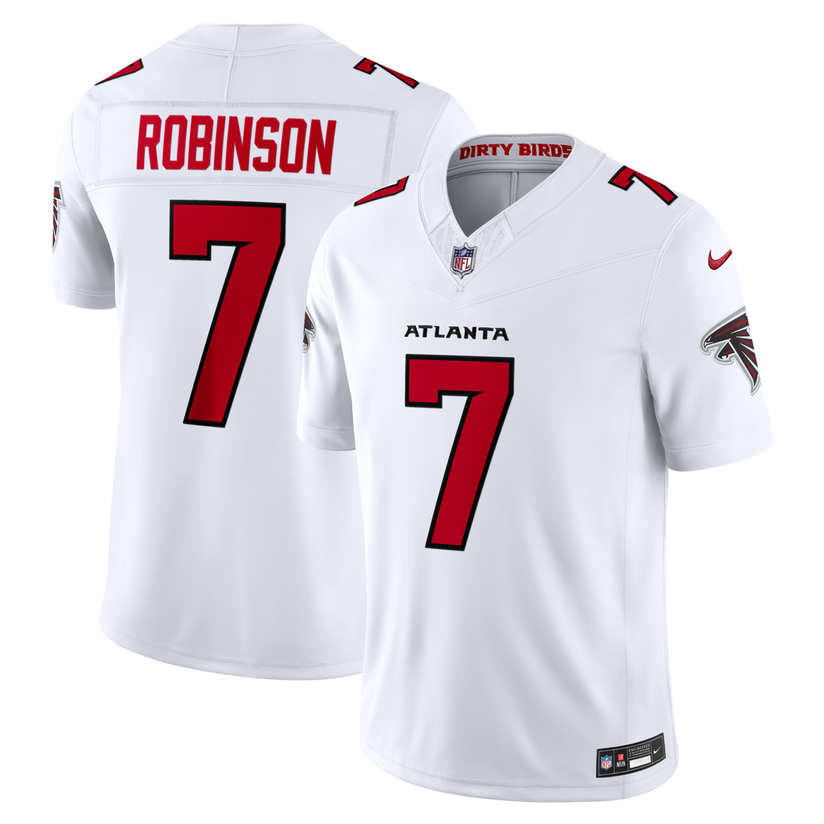 Atlanta Falcons Bijan Robinson White Vapor F.U.S.E. Stitched Limited Jersey product image 1, provided for visual reference