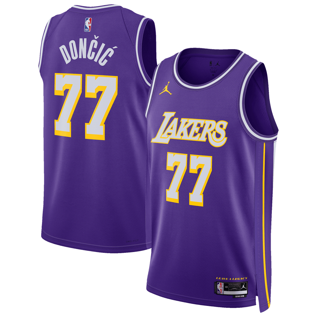 Los Angeles Lakers Statement Edition Swingman Jersey - Purple - Luka Doncic product image 1, provided for visual reference