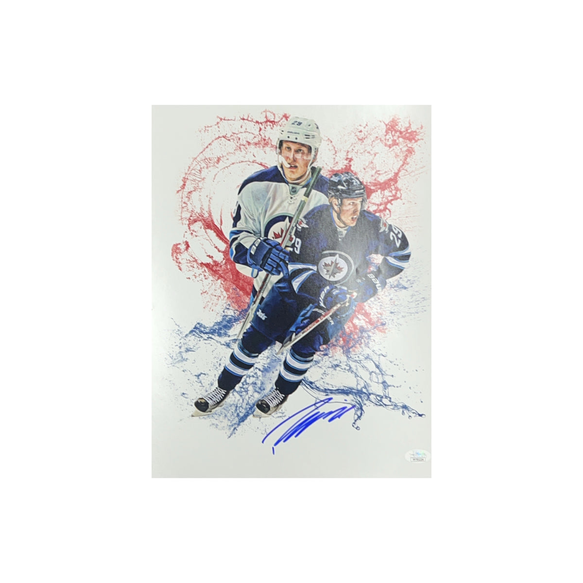 Patrik Laine Autographed Winnipeg Jets Vertical Edit 11x14 JSA product image 1, provided for visual reference and product