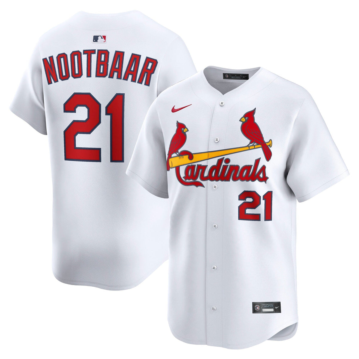 St. Louis Cardinals Lars Nootbaar White Home Limited Player Jersey product image 2, provided for visual reference and