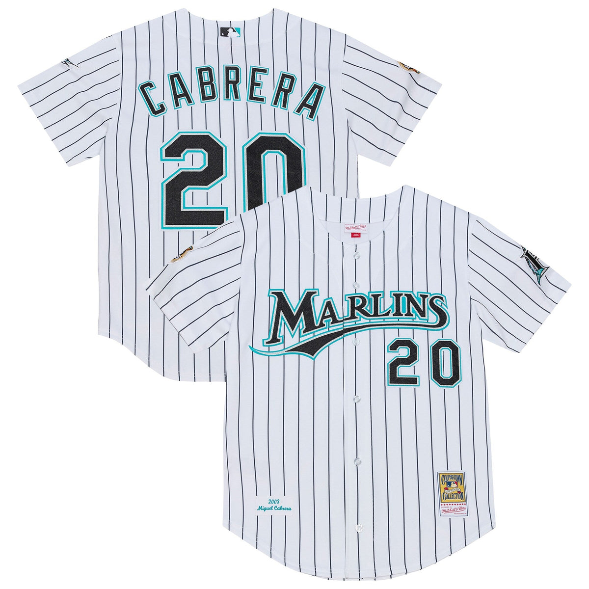 Florida Marlins Miguel Cabrera White 2003 Cooperstown Collection Authentic Jersey product image 2, provided for visual