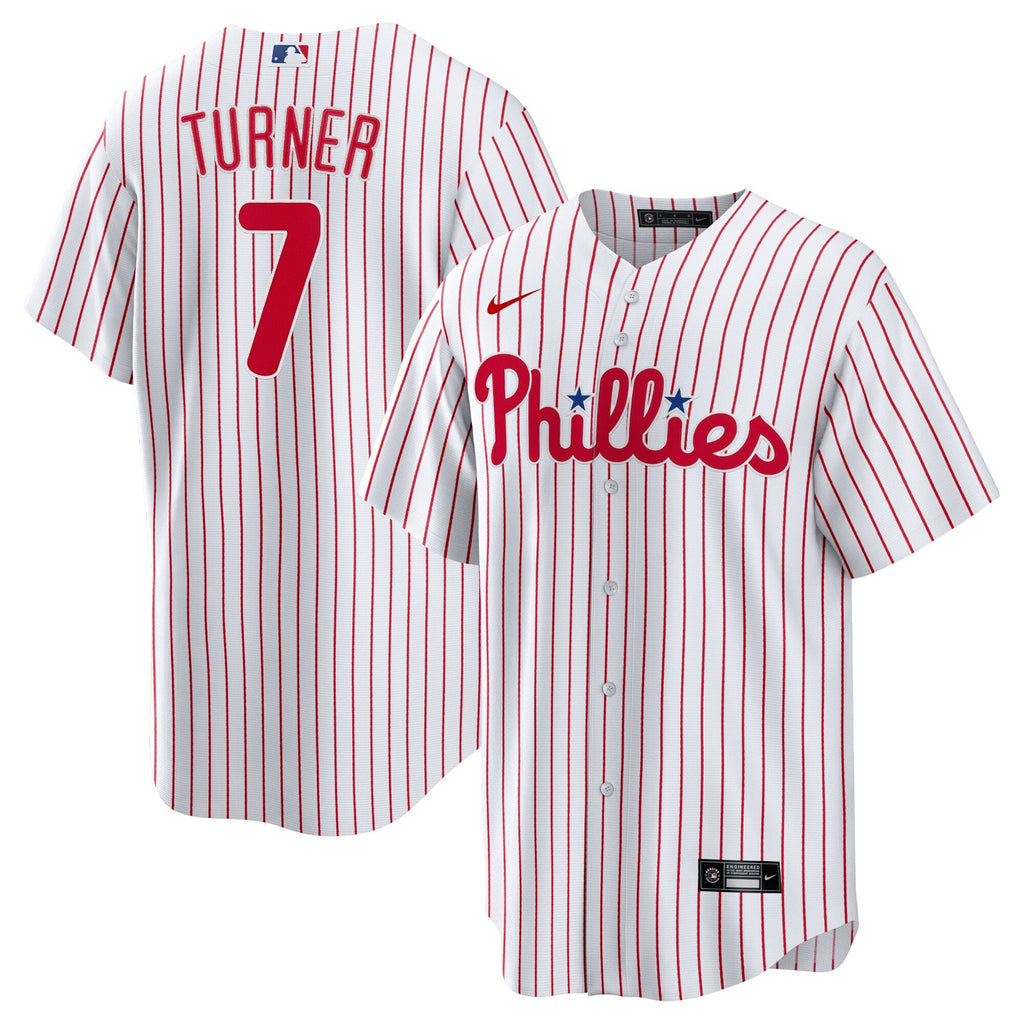 Philadelphia Phillies Trea Turner White Home Replica Player Jersey product image 2, provided for visual reference and