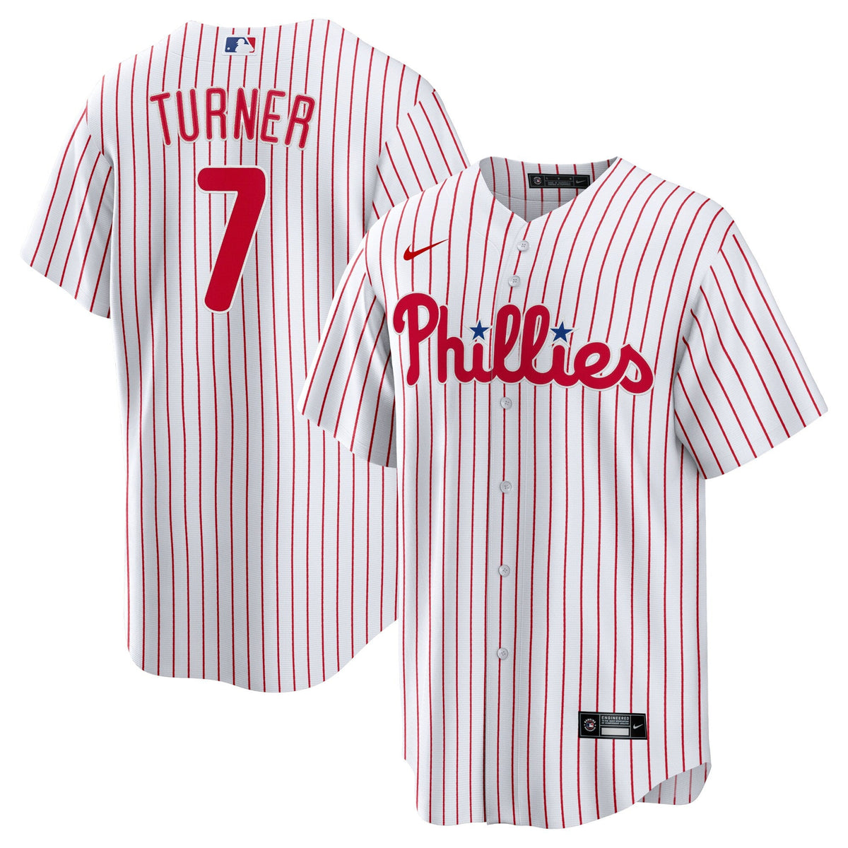 Philadelphia Phillies Trea Turner White Home Replica Player Jersey product image 2, provided for visual reference and