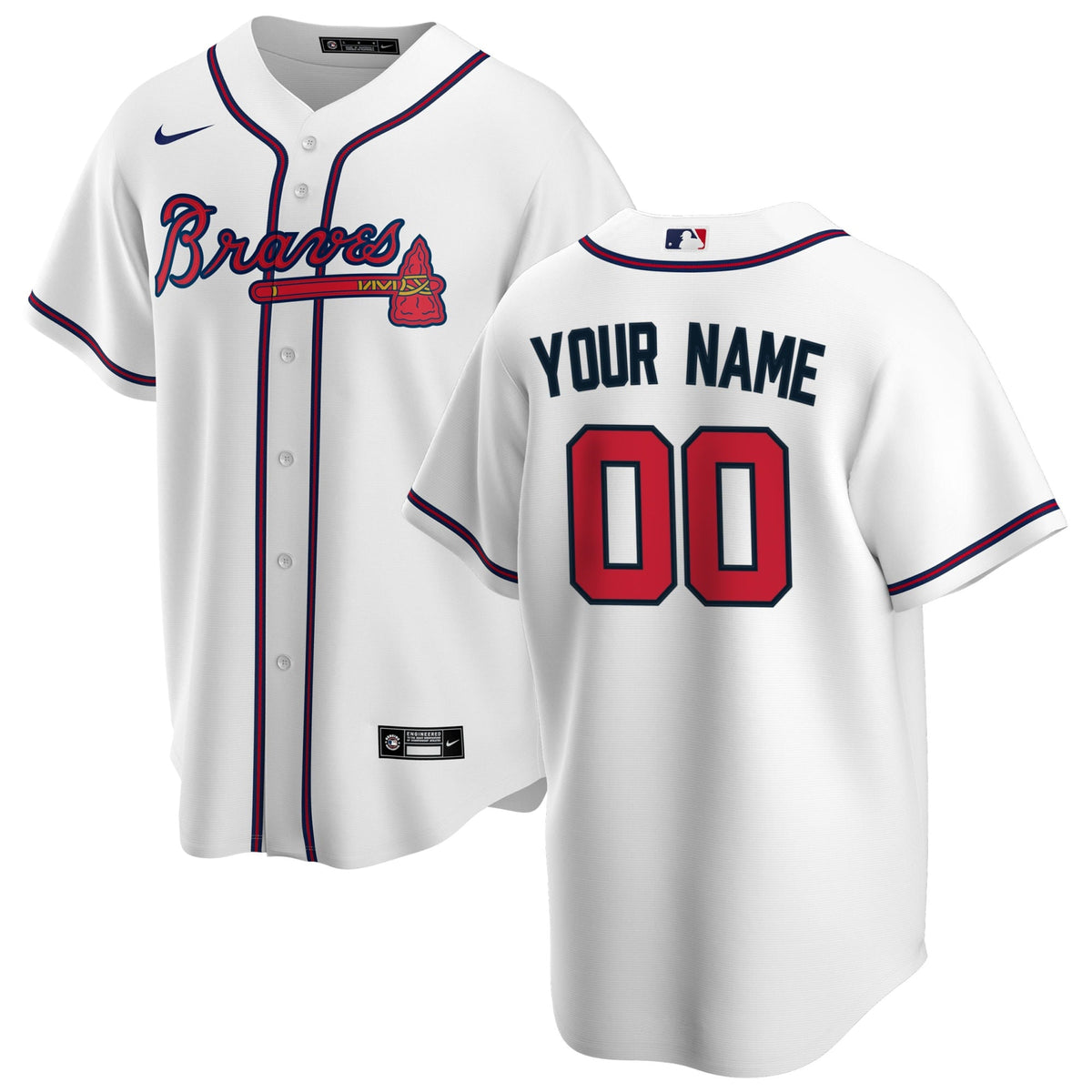 Atlanta Braves White Home Replica Custom Jersey product image 2, provided for visual reference and product detail review