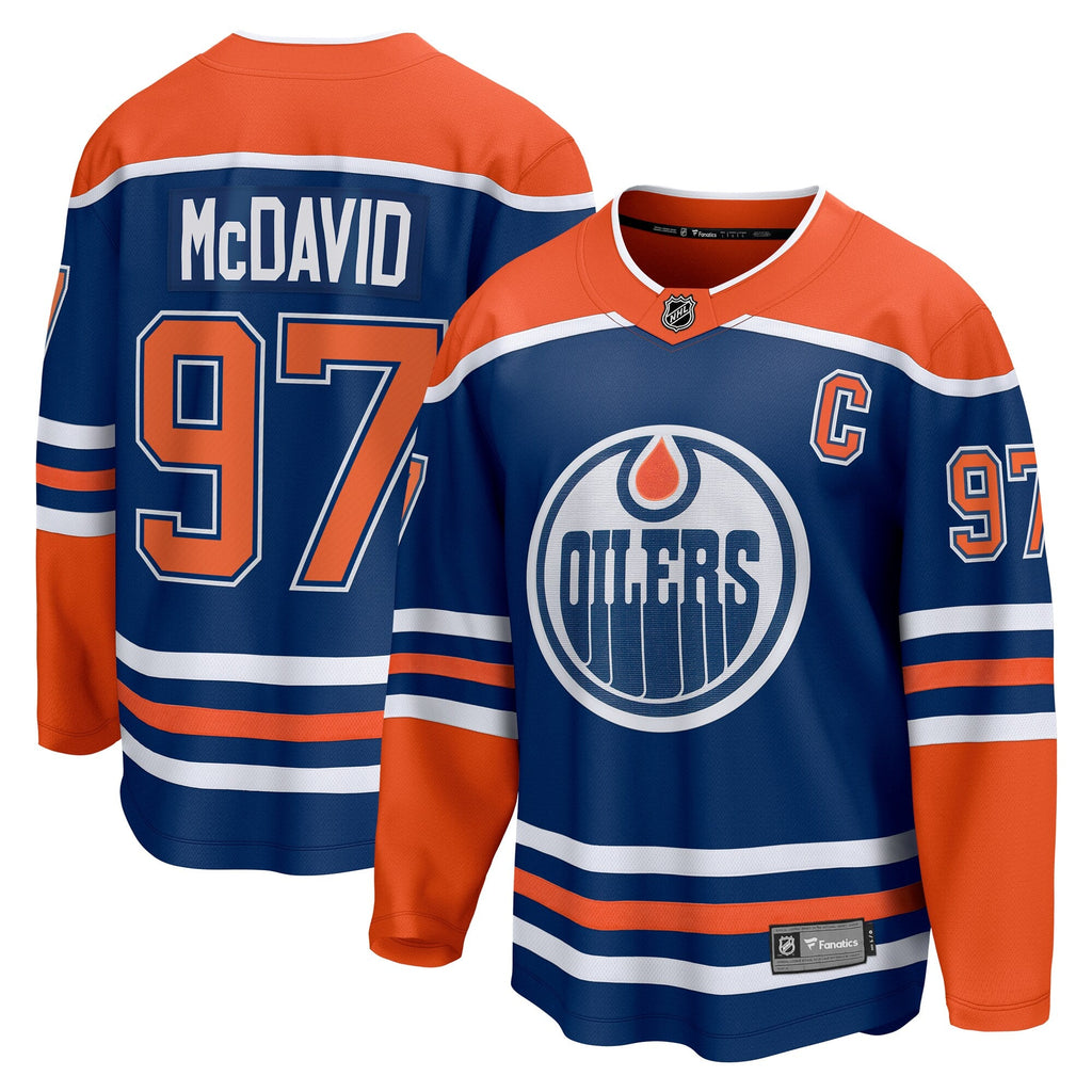 Edmonton Oilers Connor McDavid Royal Home Breakaway Jersey product image 2, provided for visual reference and product detail