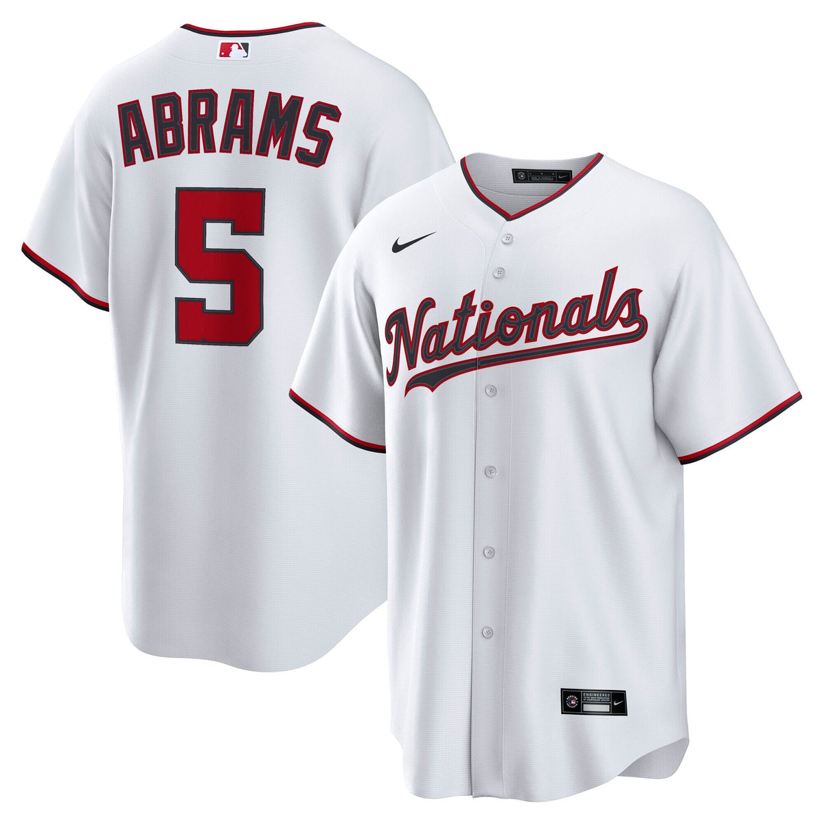 Washington Nationals CJ Abrams White Home Replica Jersey product image 2, provided for visual reference and product detail