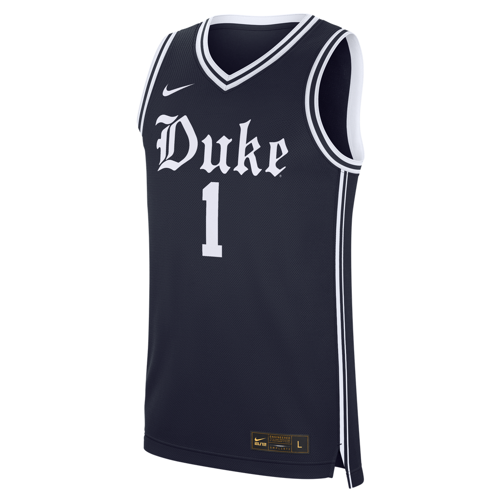 Duke Blue Devils #1 Alternate Replica Basketball Jersey - Navy product image 3, provided for visual reference and product