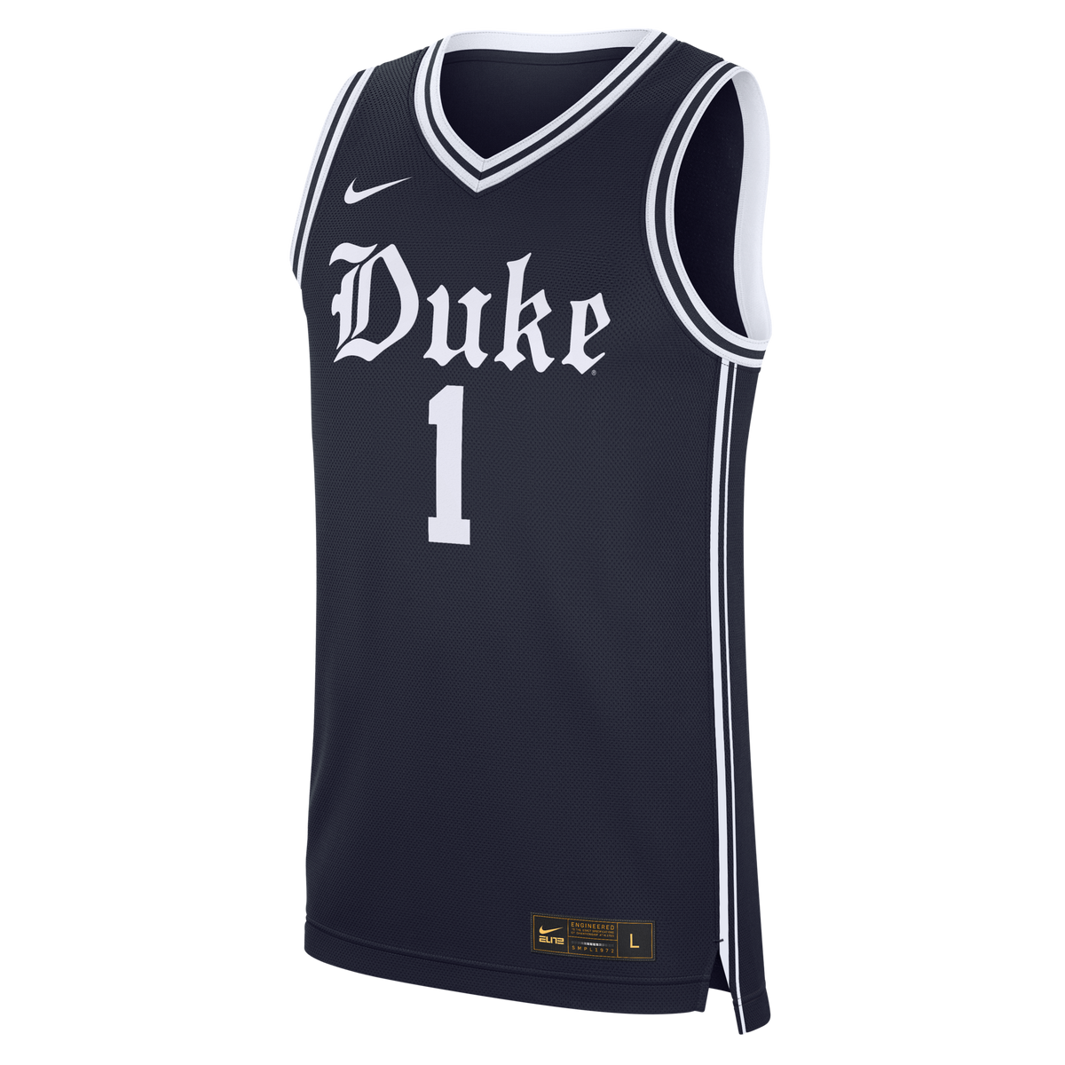 Duke Blue Devils #1 Alternate Replica Basketball Jersey - Navy product image 3, provided for visual reference and product