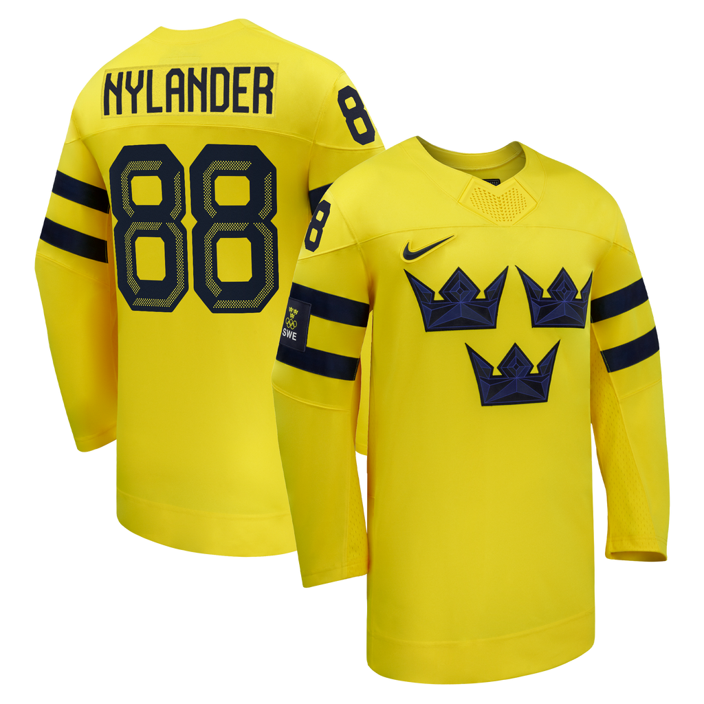 Sweden Hockey William Nylander Yellow 2026 Away Replica Jersey product image 1, provided for visual reference and product