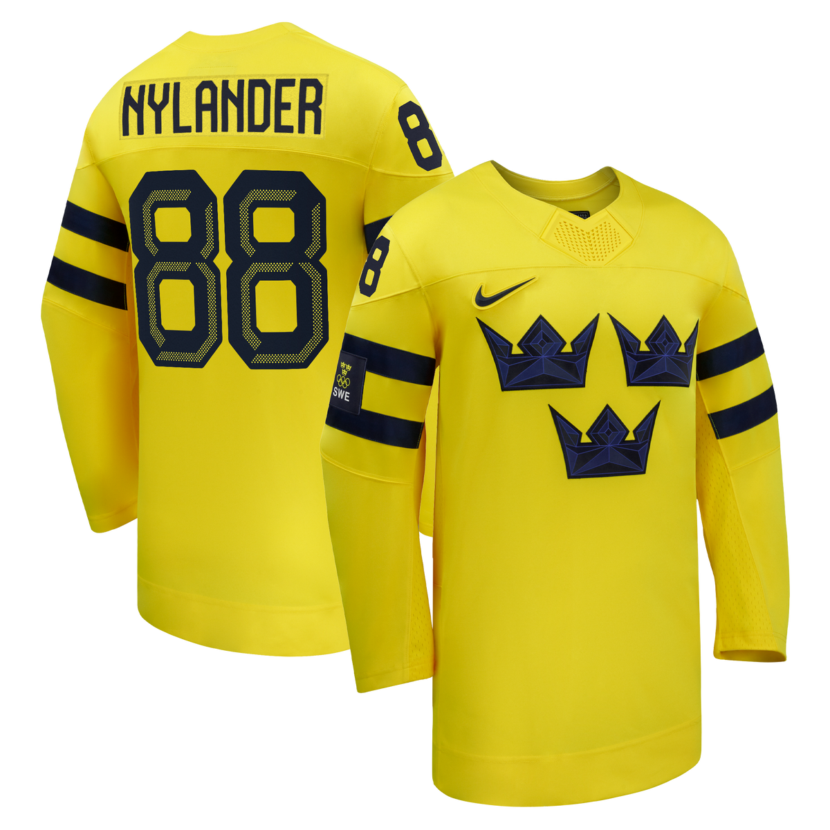 Sweden Hockey William Nylander Yellow 2026 Away Replica Jersey product image 1, provided for visual reference and product