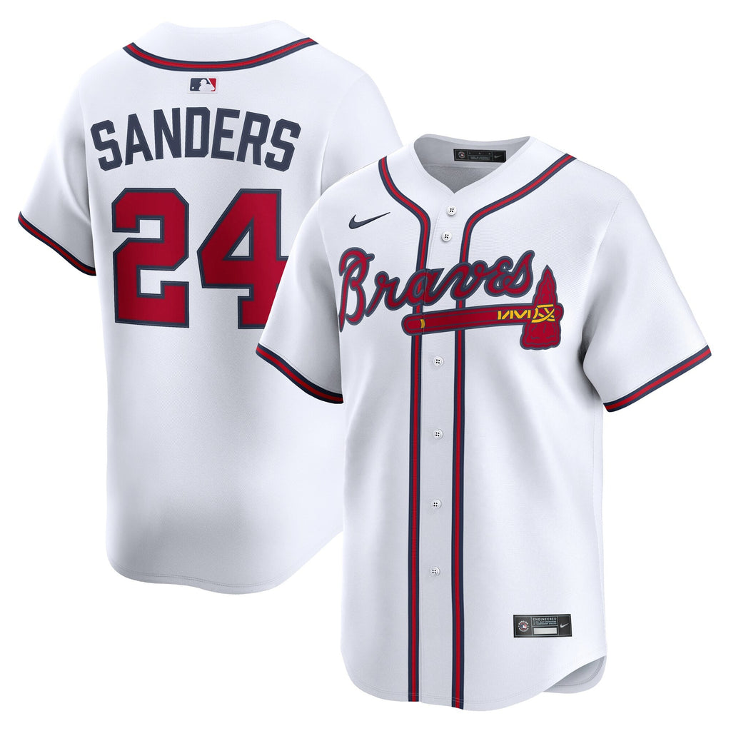 Atlanta Braves Deion Sanders White Limited Player Jersey product image 1, provided for visual reference and product detail