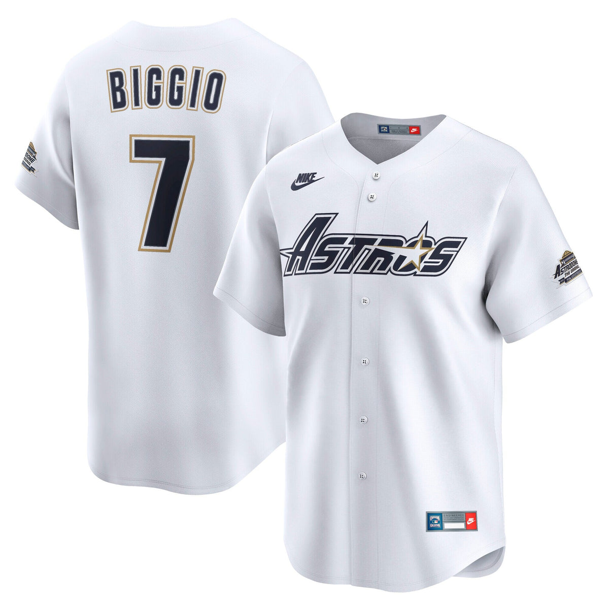 Houston Astros Craig Biggio White Throwback Cooperstown Collection Limited Jersey product image 2, provided for visual