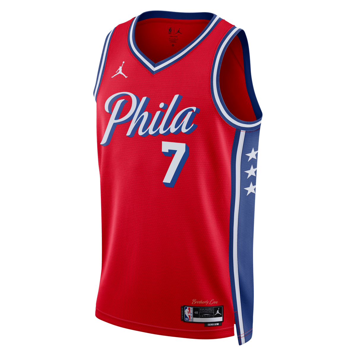 hiladelphia 76ers Statement Edition Swingman Jersey - Red - Jaylen Brown product image 3, provided for visual reference and