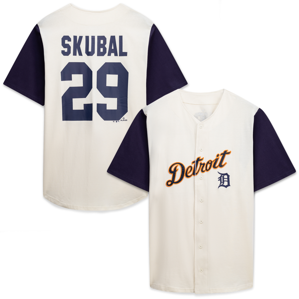 Detroit Tigers Cream/Navy Big & Tall Two-Color Fashion Jersey product image 2, provided for visual reference and product