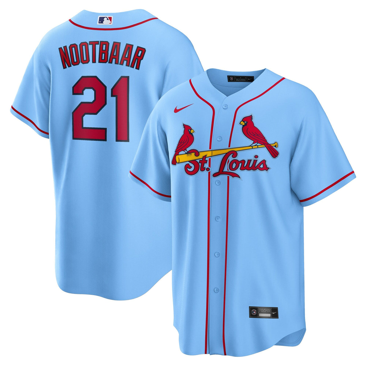 St. Louis Cardinals Lars Nootbaar Light Blue Alternate Replica Jersey product image 2, provided for visual reference and