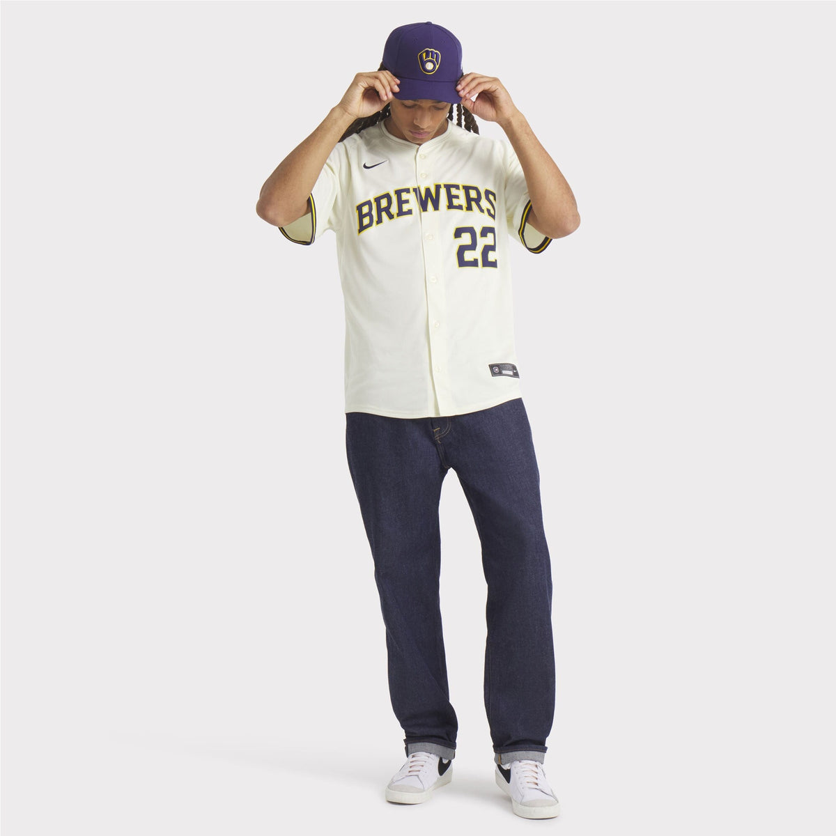 Milwaukee Brewers Christian Yelich Cream Home Limited Player Jersey product image 8, provided for visual reference and