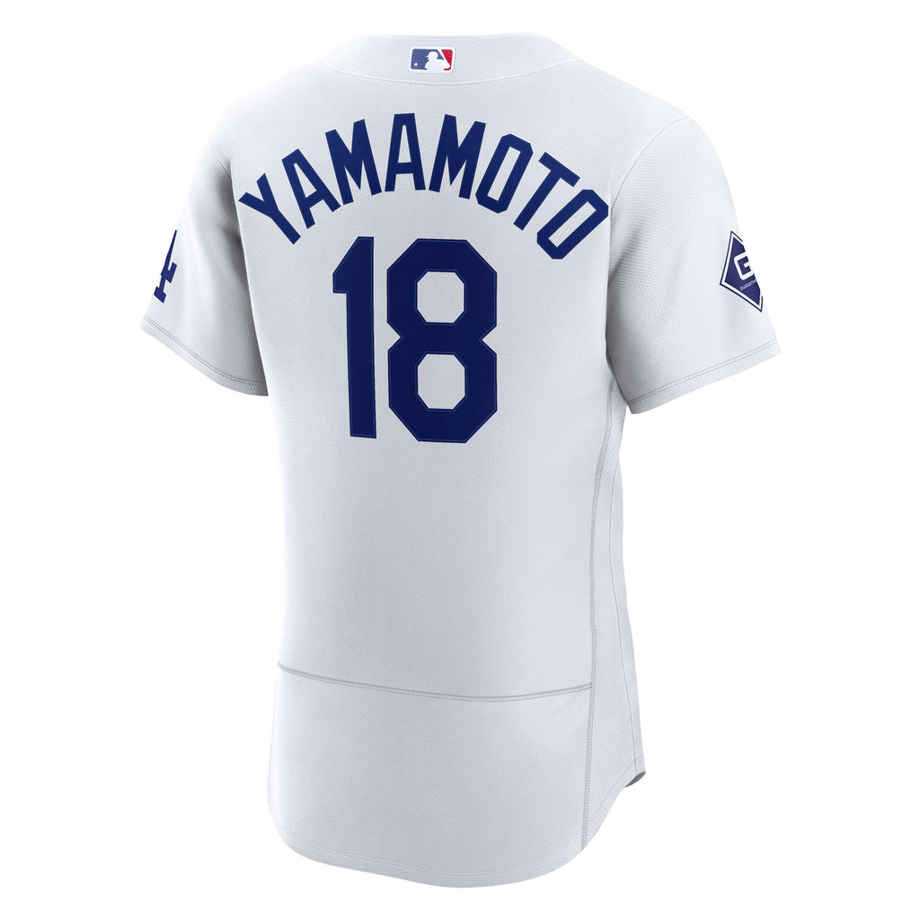 Los Angeles Dodgers Yoshinobu Yamamoto White Home Authentic Sponsor Patch Jersey product image 4, provided for visual
