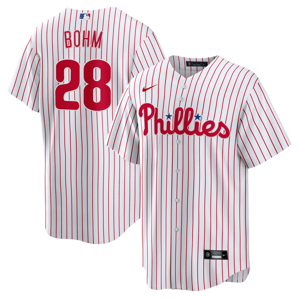 Philadelphia Phillies Alec Bohm White Replica Player Jersey product image 1, provided for visual reference and product