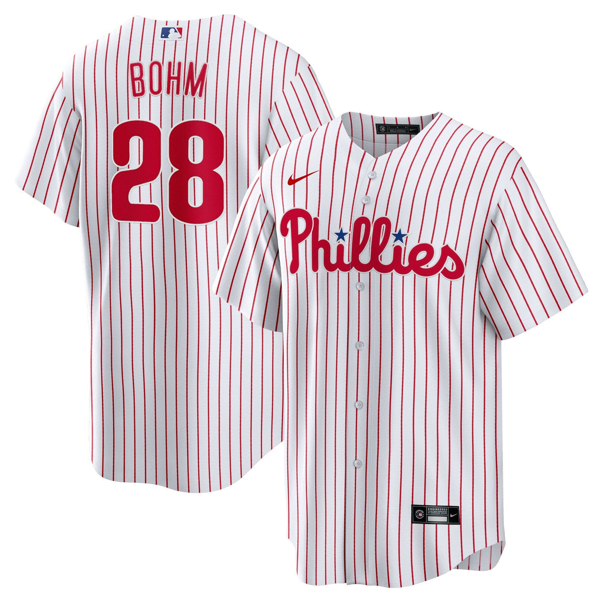 Philadelphia Phillies Alec Bohm White Replica Player Jersey product image 1, provided for visual reference and product