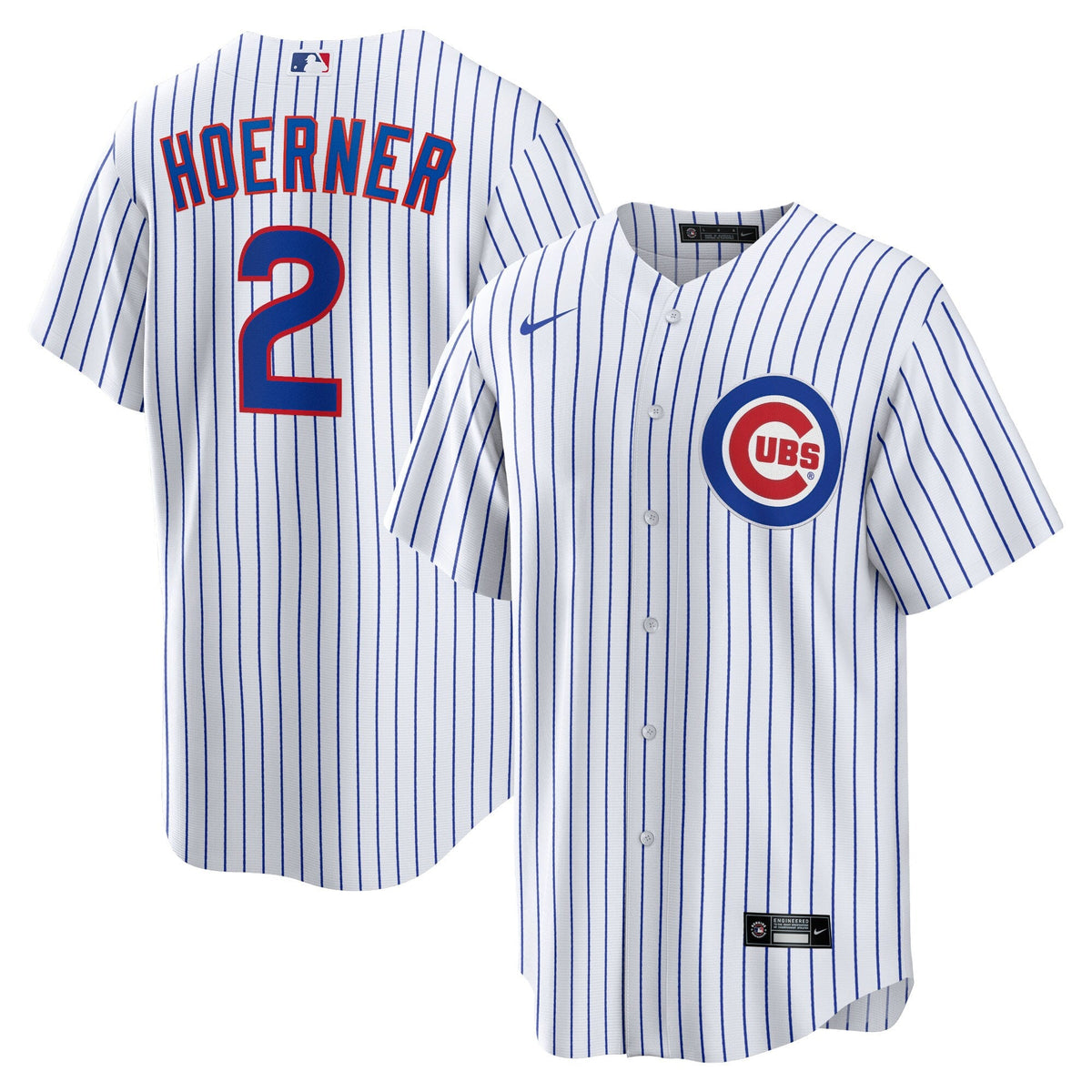 Chicago Cubs Nico Hoerner White Replica Player Jersey product image 2, provided for visual reference and product detail