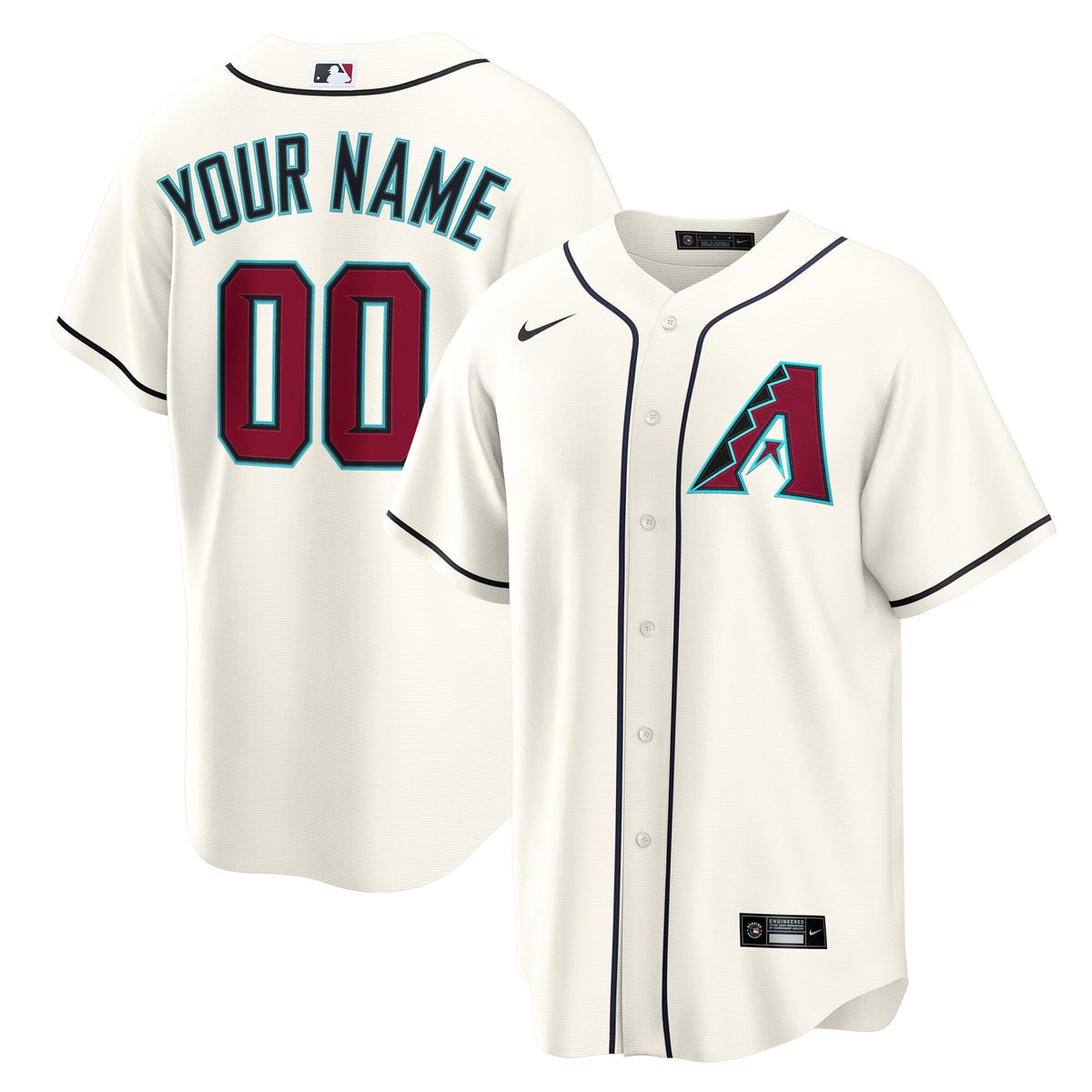 Arizona Diamondbacks Cream Home Custom Replica Jersey product image 1, provided for visual reference and product detail