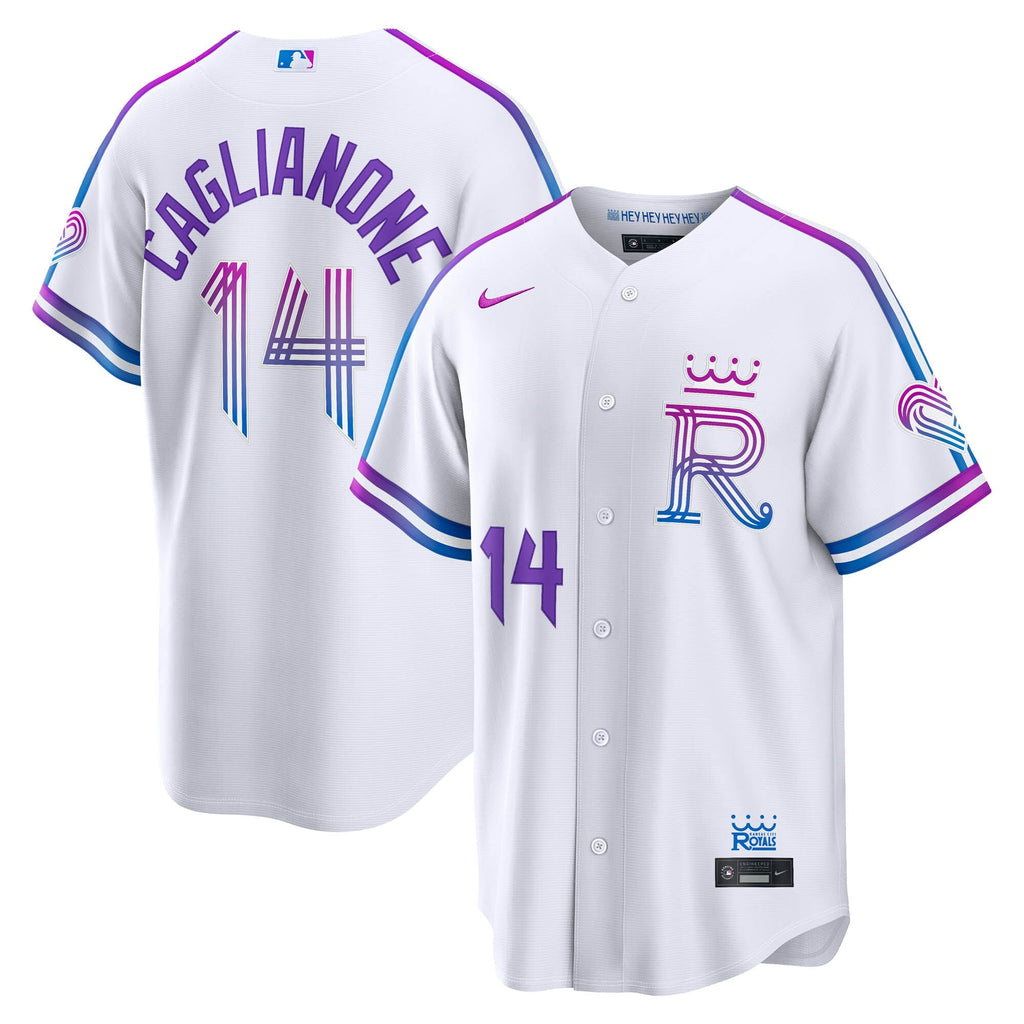 Kansas City Royals Jac Caglianone White 2026 City Connect Stadium Jersey product image 1, provided for visual reference and