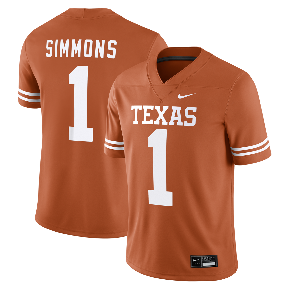 Colin Simmons Texas Longhorns Game Football Jersey - Texas Orange product image 2, provided for visual reference and product