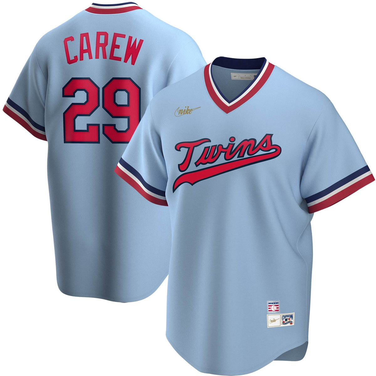 Minnesota Twins Rod Carew Light Blue Road Cooperstown Collection Player Jersey product image 1, provided for visual