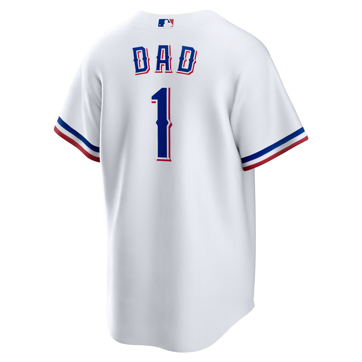 Texas Rangers White #1 Dad Home Replica Jersey product image 4, provided for visual reference and product detail review