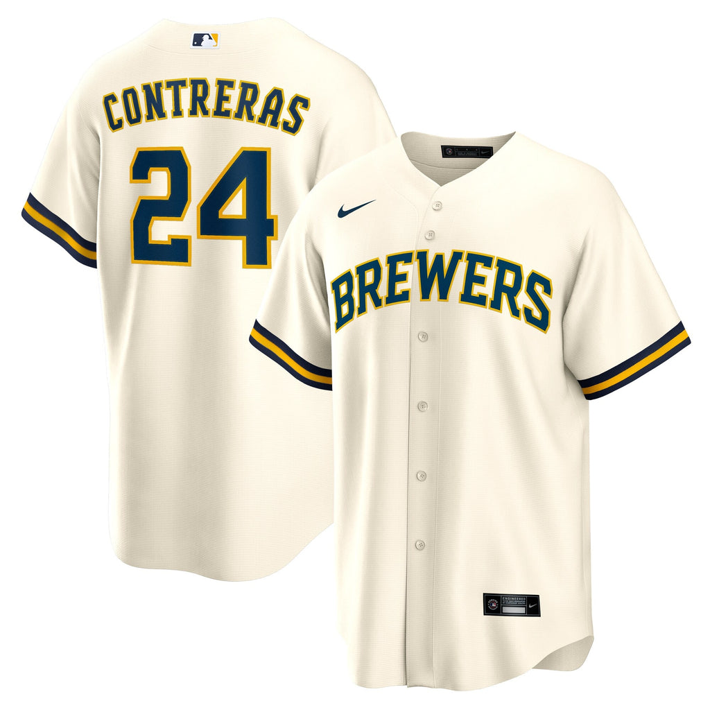 Milwaukee Brewers William Contreras Cream Home Replica Jersey product image 1, provided for visual reference and product