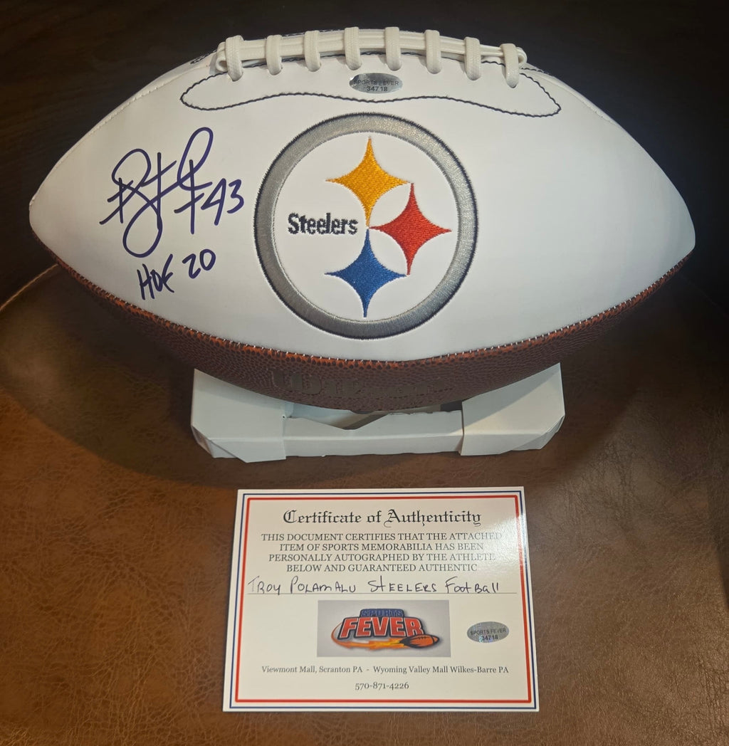 Troy Polamalu Autographed Pittsburgh Steelers Football with product image 1