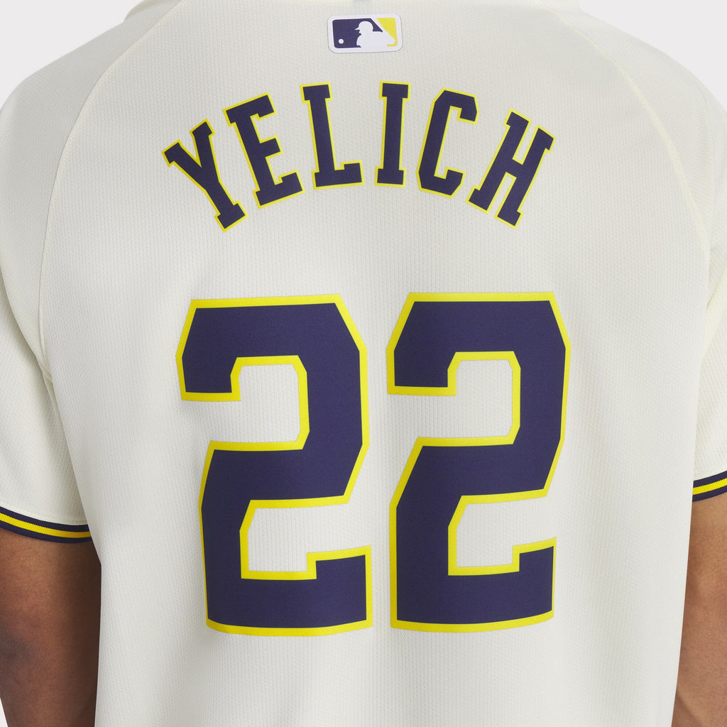 Milwaukee Brewers Christian Yelich Cream Home Limited Player Jersey product image 14, provided for visual reference and