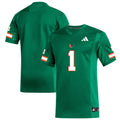 #1 Green Miami Hurricanes Replica Football Jersey product image 1, provided for visual reference and product detail review