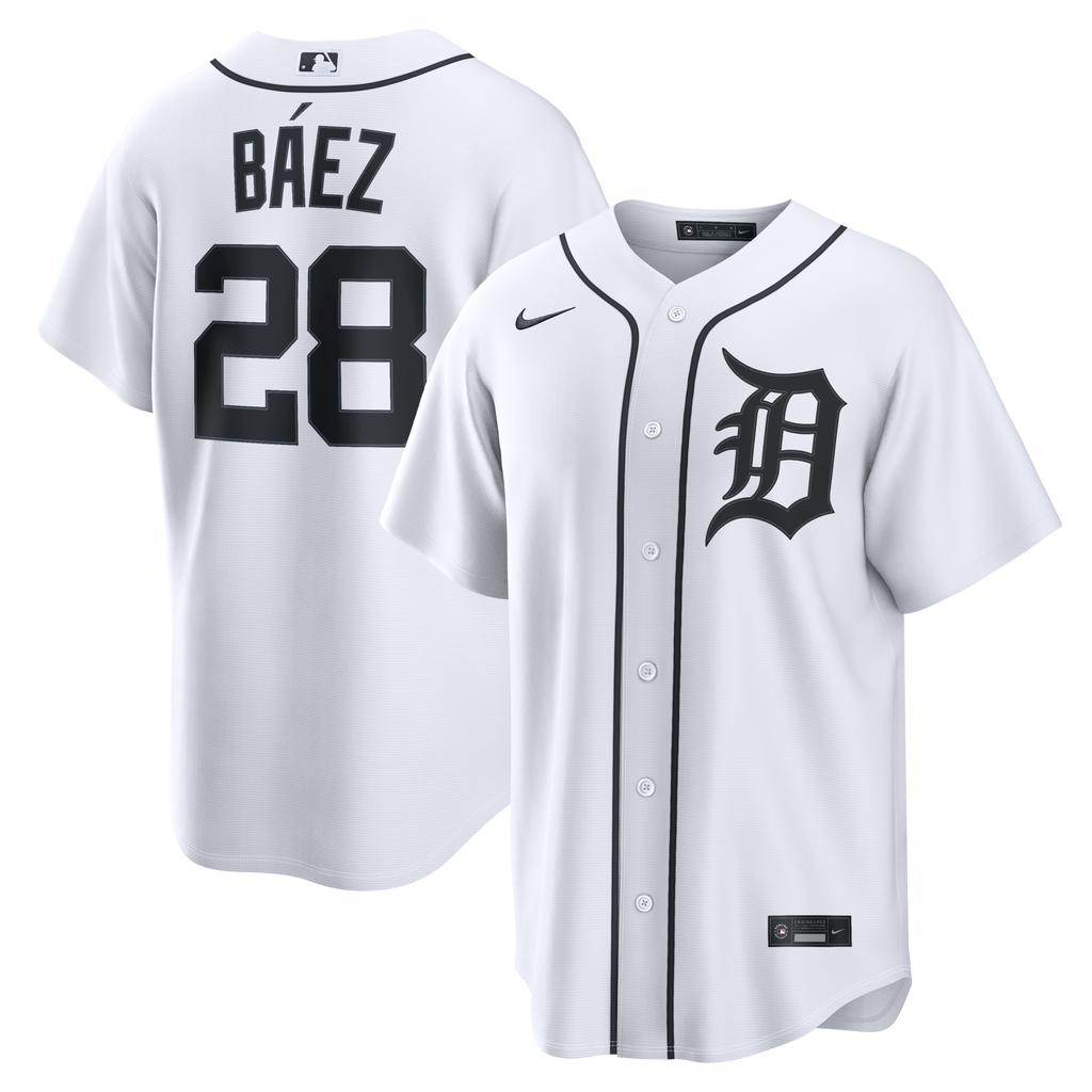 Detroit Tigers Javier Báez White Home Replica Jersey product image 1, provided for visual reference and product detail review