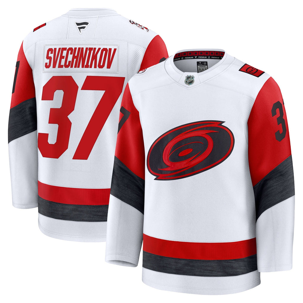 Carolina Hurricanes Andrei Svechnikov White Away Premium Jersey product image 2, provided for visual reference and product