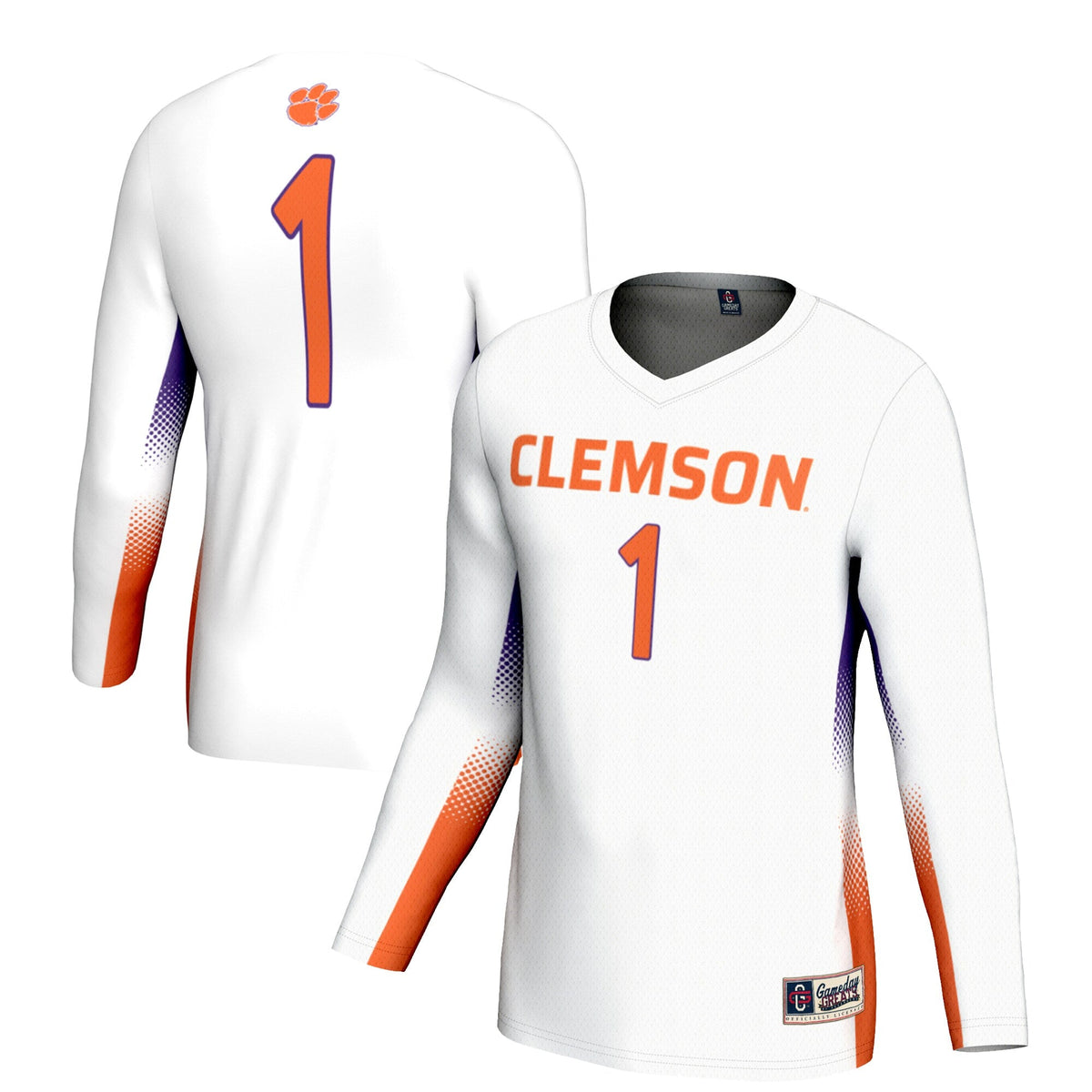 #1 Clemson Tigers Lightweight Volleyball Jersey - White product image 2, provided for visual reference and product detail