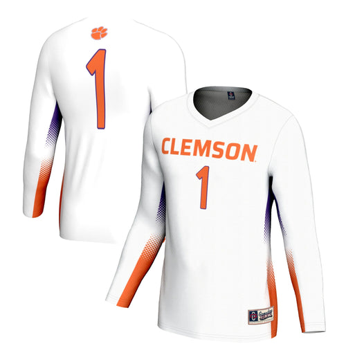 #1 Clemson Tigers Lightweight Volleyball Jersey - White product image 2, provided for visual reference and product detail
