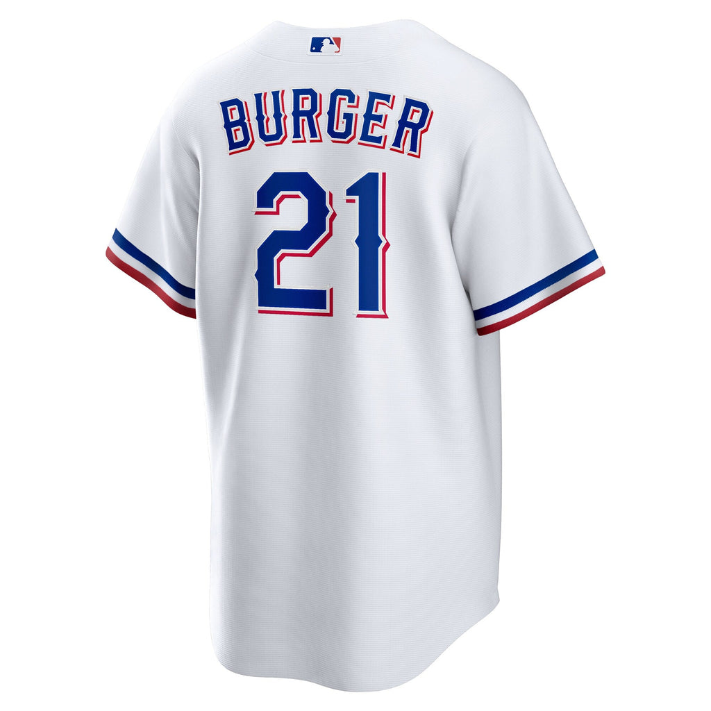 Texas Rangers Jake Burger White Home Replica Jersey product image 4, provided for visual reference and product detail review