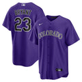 Colorado Rockies Kris Bryant Purple Alternate Replica Player Jersey product image 1, provided for visual reference and
