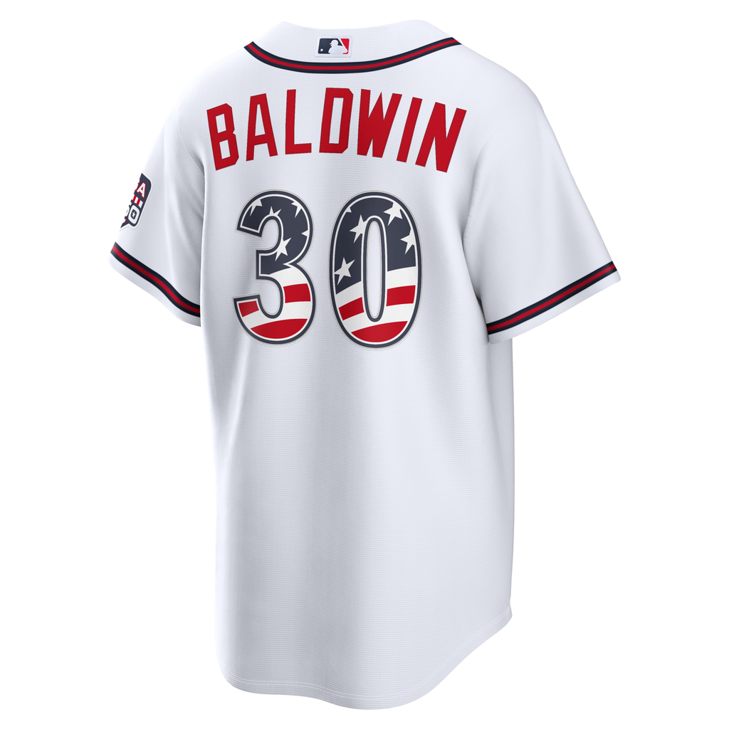 Fourth of July Atlanta Braves Drake Baldwin White USA 250 Stadium Jersey product image 4, provided for visual reference and