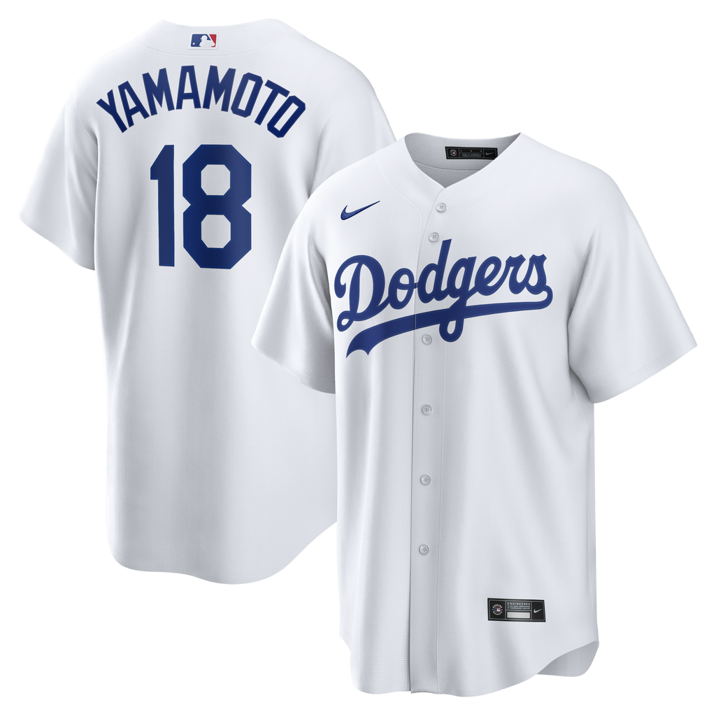 Los Angeles Dodgers Yoshinobu Yamamoto White Home Replica Jersey product image 1, provided for visual reference and product
