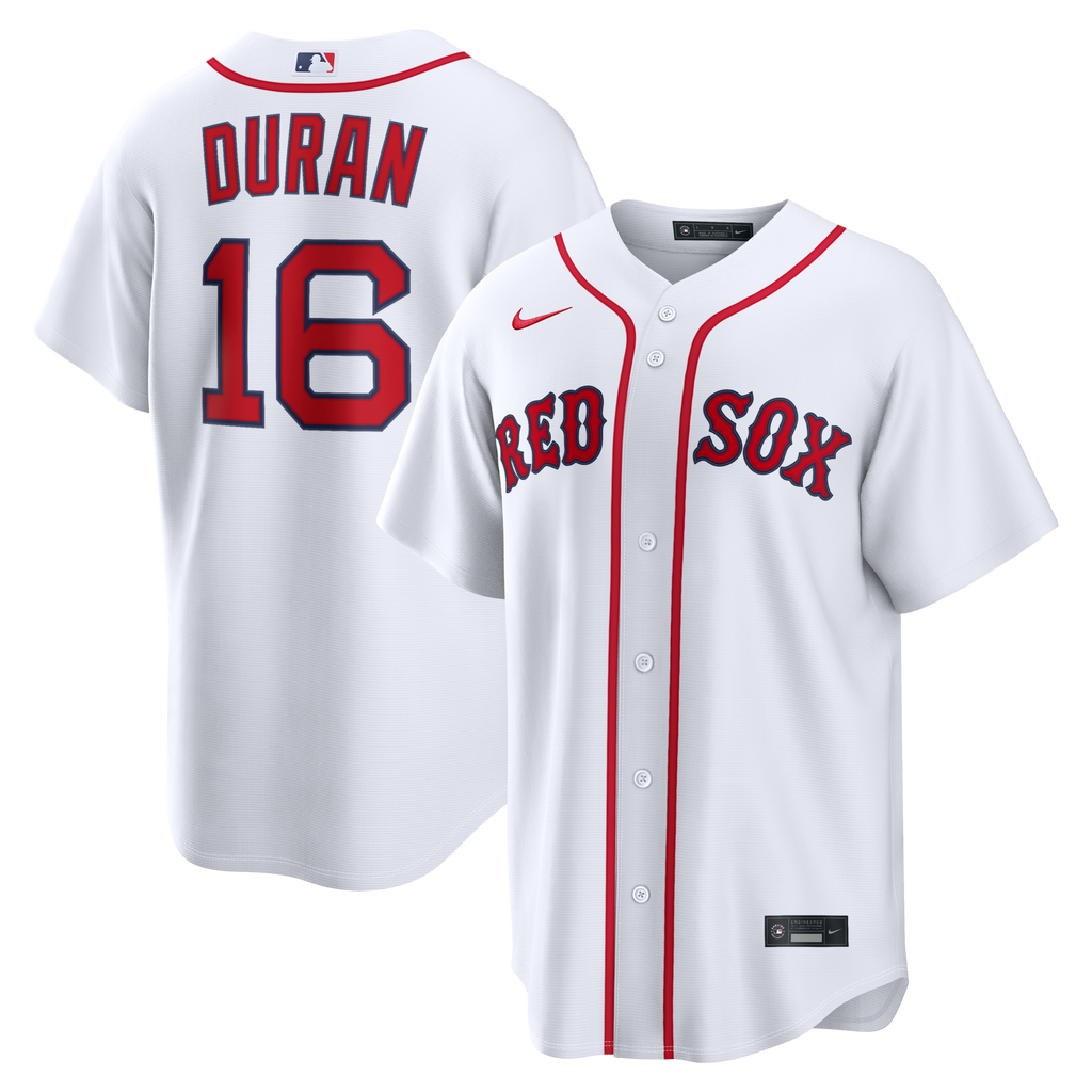Boston Red Sox Jarren Duran White Home Replica Jersey product image 1, provided for visual reference and product detail