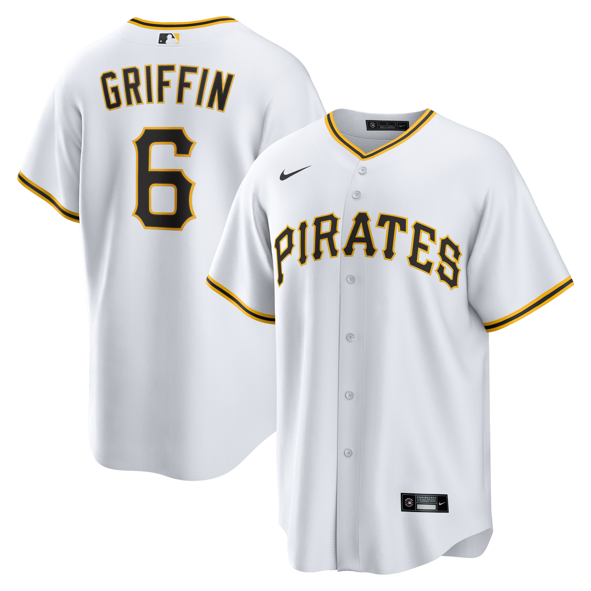 Pittsburgh Pirates Konnor Griffin White Home Replica Jersey product image 1, provided for visual reference and product