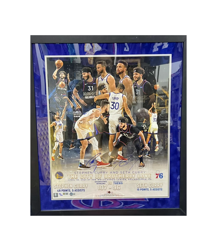 Steph & Seth Curry Autographed Limited /30 20x24 Photo Beckett BAS - Framed product image 1, provided for visual reference