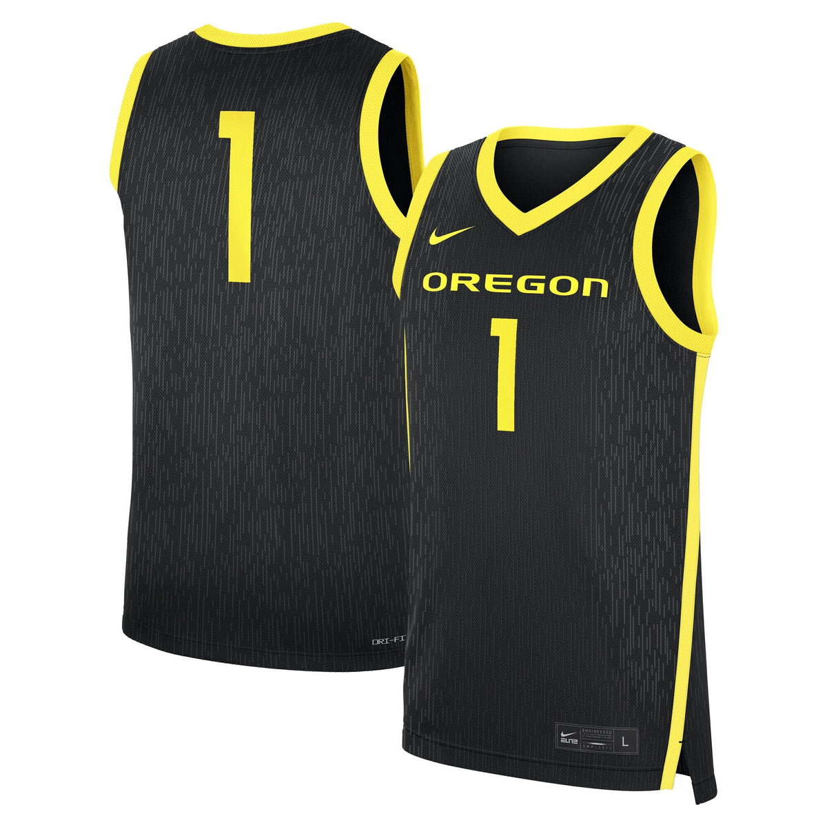 #1 Black Oregon Ducks Alternate Replica Jersey product image 1, provided for visual reference and product detail review