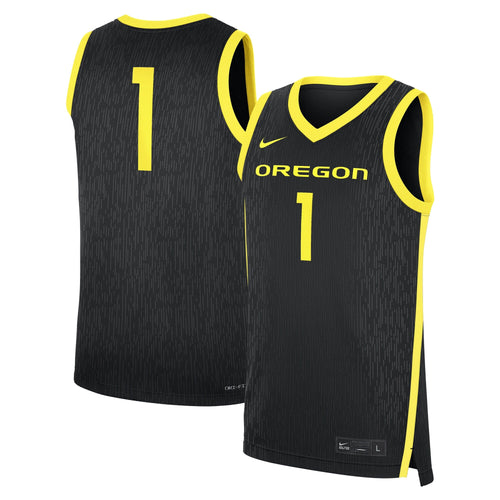 #1 Black Oregon Ducks Alternate Replica Jersey product image 1, provided for visual reference and product detail review