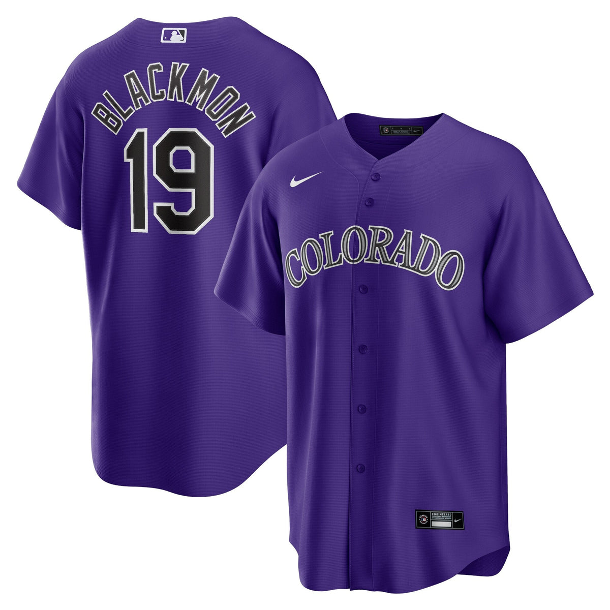 Colorado Rockies Charlie Blackmon Purple Alternate Replica Player Name Jersey product image 1, provided for visual reference