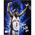 Chris Childs Arms Up Blue Background 8x10 Beckett BAS product image 1, provided for visual reference and product detail
