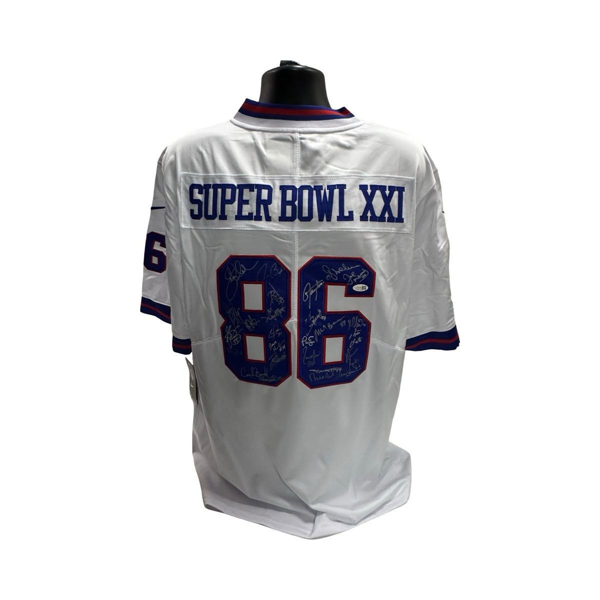 1986 Superbowl XXI Team Signed New York Giants White Jersey JSA COA product image 1, provided for visual reference and