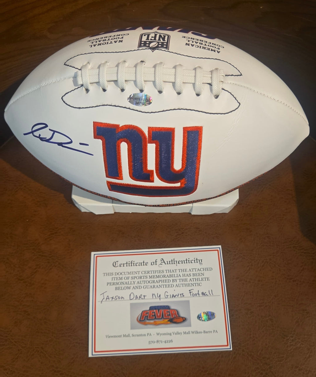 Jaxson Dart Autographed Football with COA product image 1